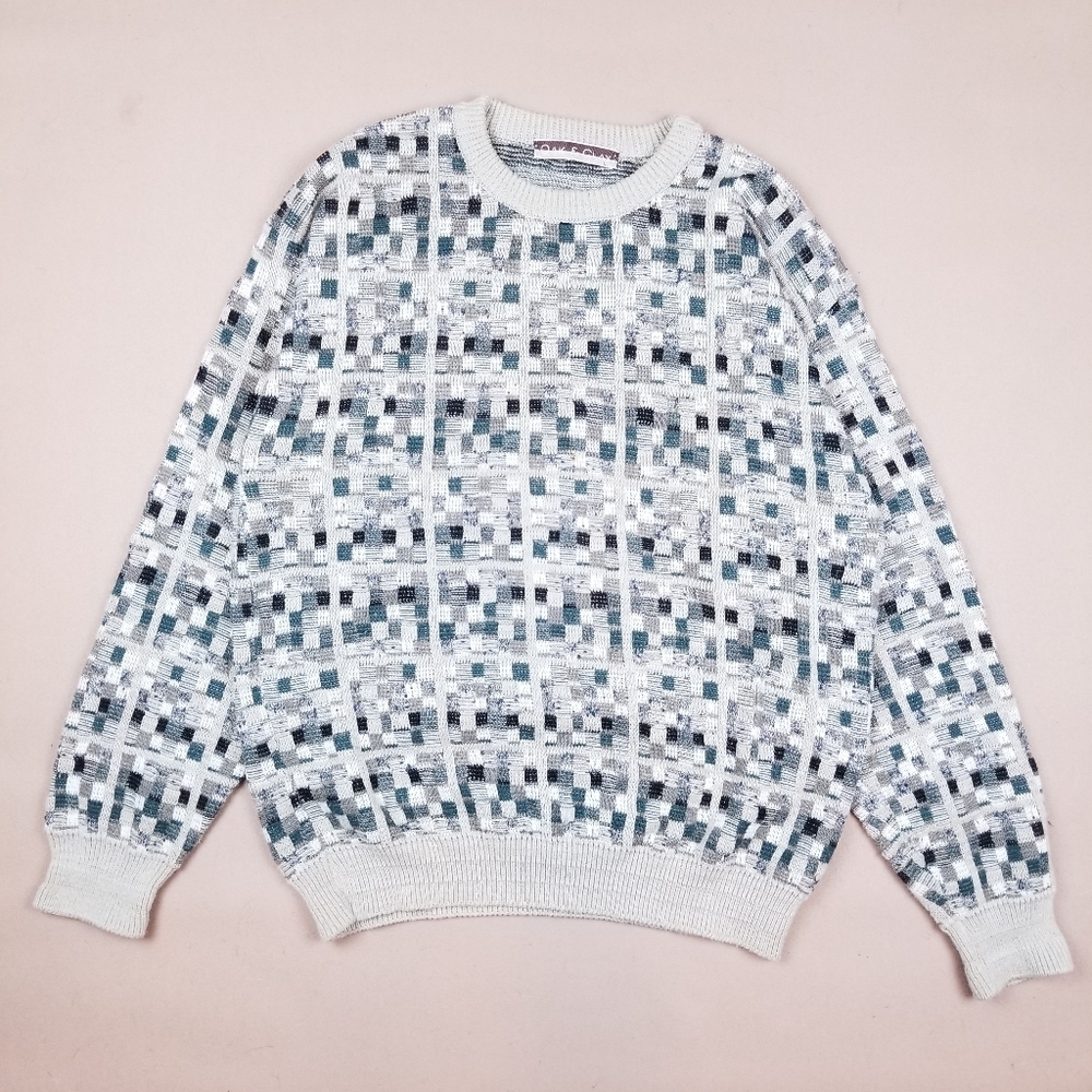 VTG 90's 00's Knit Neutral Earth Tones Checkers De